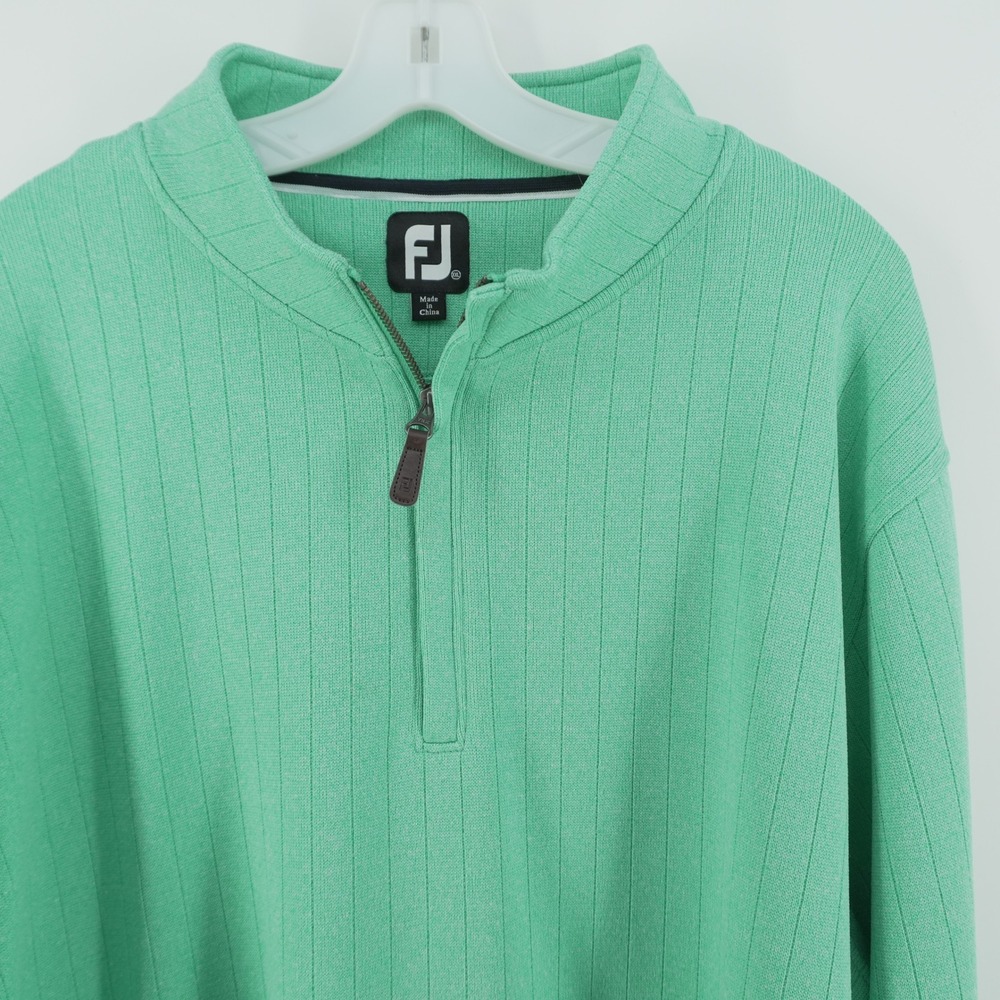 FootJoy Pullover Mens XXL Green Ribbed Quarter Zip Golf Sweater Layers